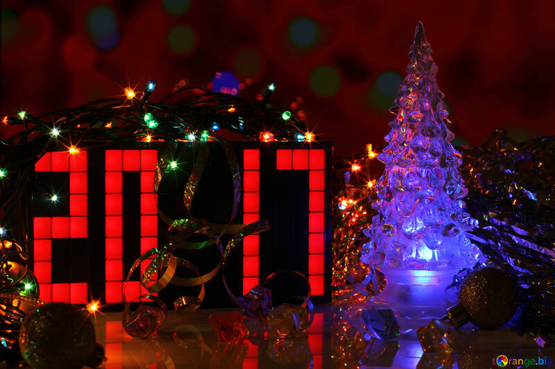 Imagen de la Navidad con los números 2017 y el árbol de navidad №48096