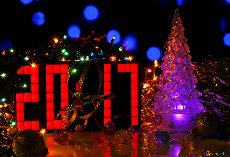 Imagen de la Navidad con los números 2017 y el árbol de navidad №48097