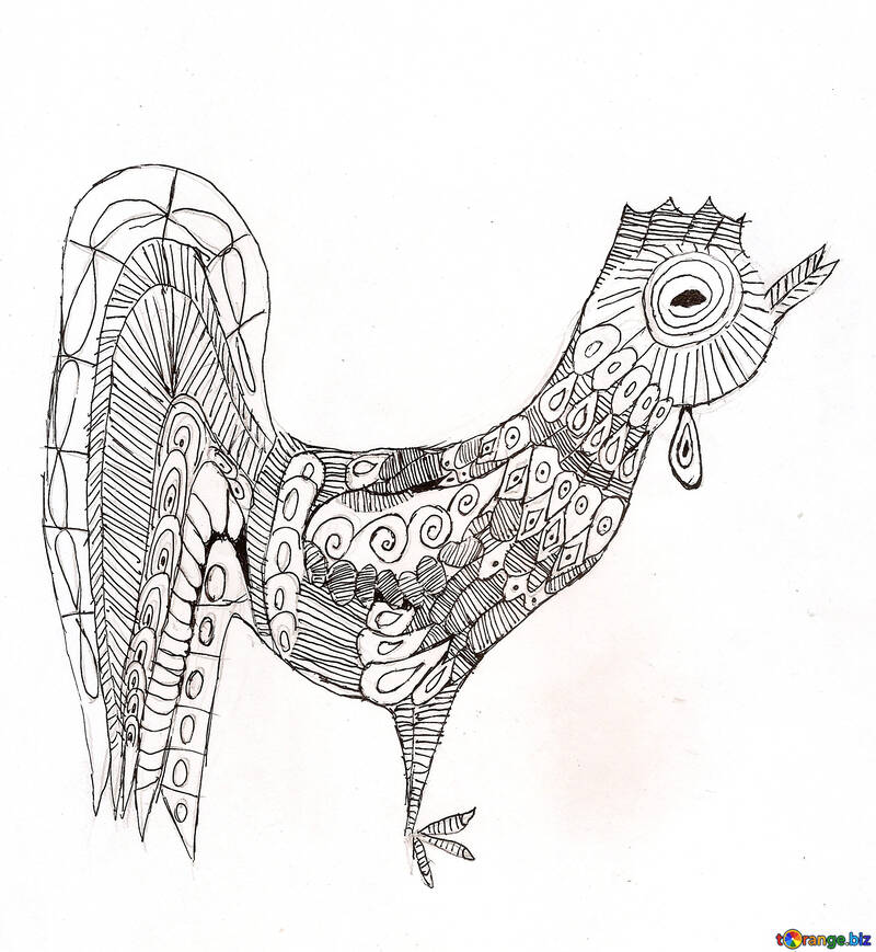 Los niños de dibujo para colorear un gallo para adultos №48238