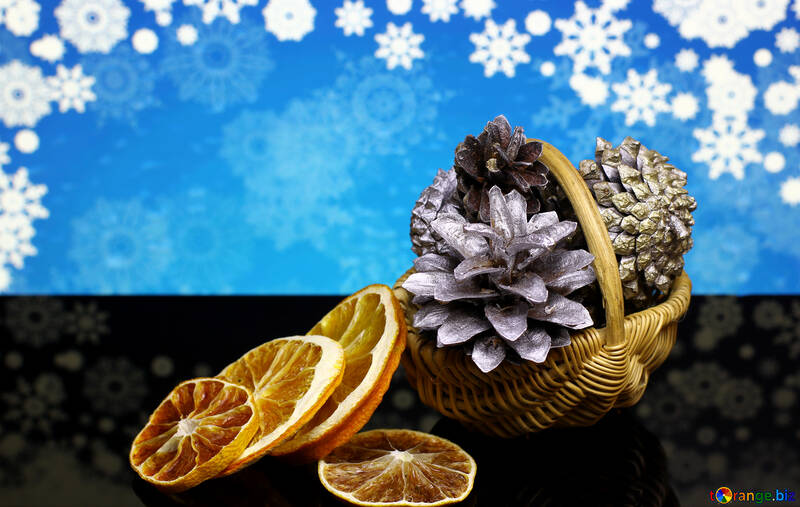 Christmas background with natural ornaments №48192