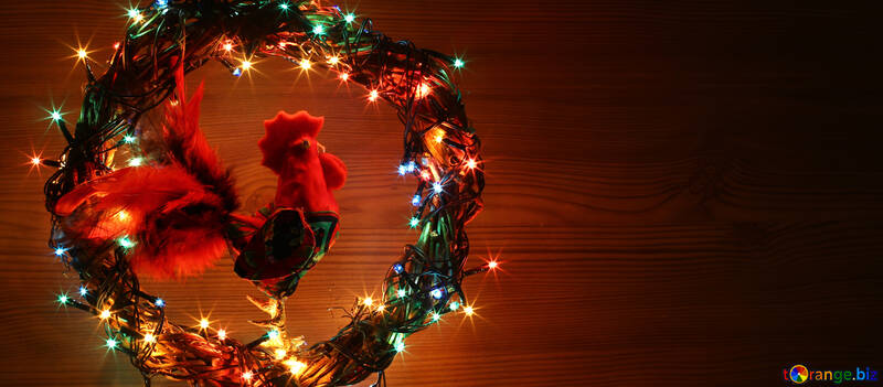 Christmas wreath with a cock background with space for text №48030