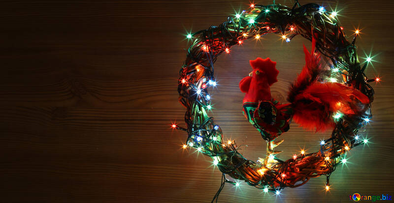 Christmas wreath with a cock background with space for text №48032