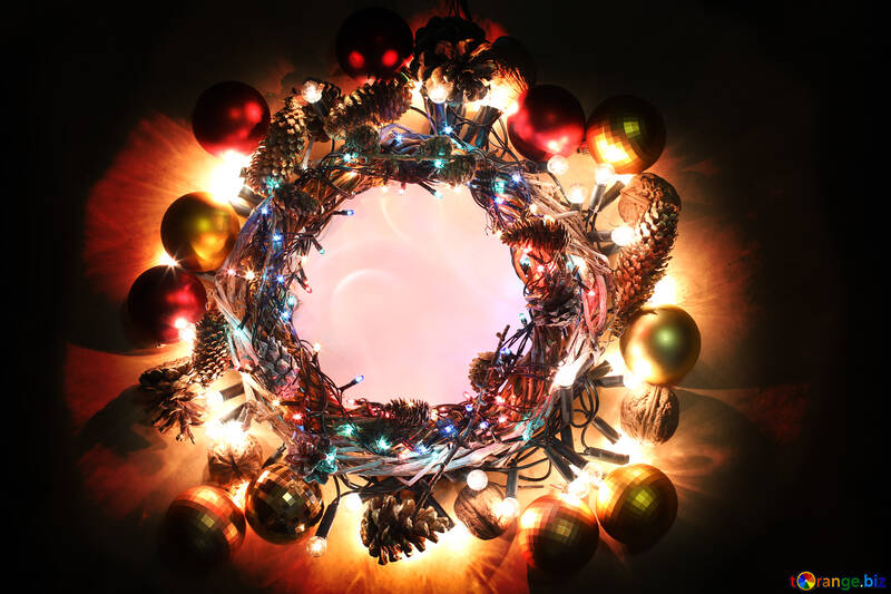 Christmas wreath background with space for text №48048