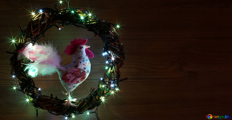 Christmas wreath with a cock background with space for text №48023