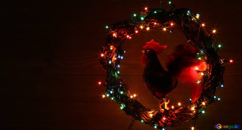 Christmas wreath with a cock background with space for text №48038