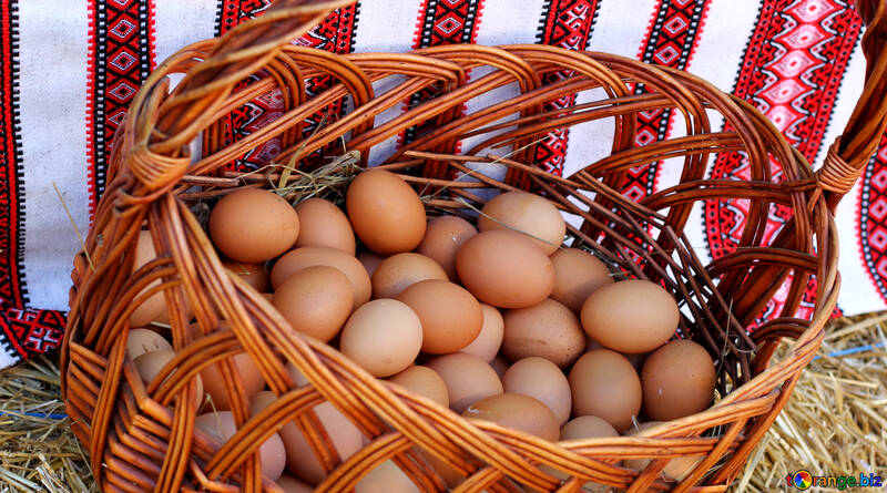 Chicken eggs in a basket №48404