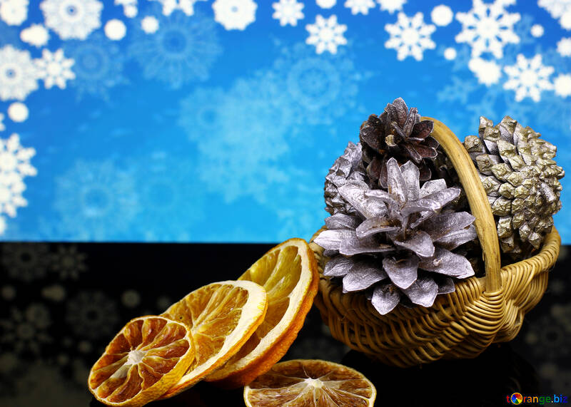 Christmas background with natural ornaments №48193