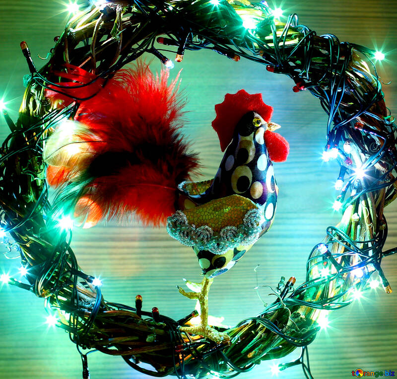 Background card with a new year of the rooster №48028