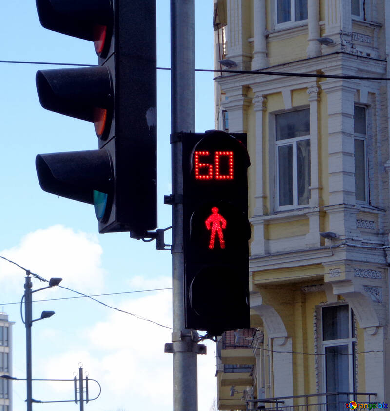 Semáforo en rojo para los peatones №48512