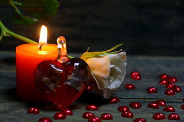 Candle and a heart of glass №49212