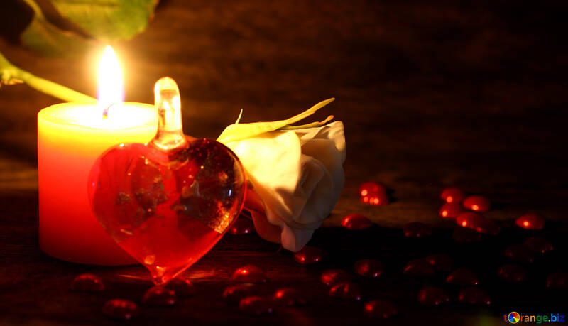 Candle and a heart of glass №49213