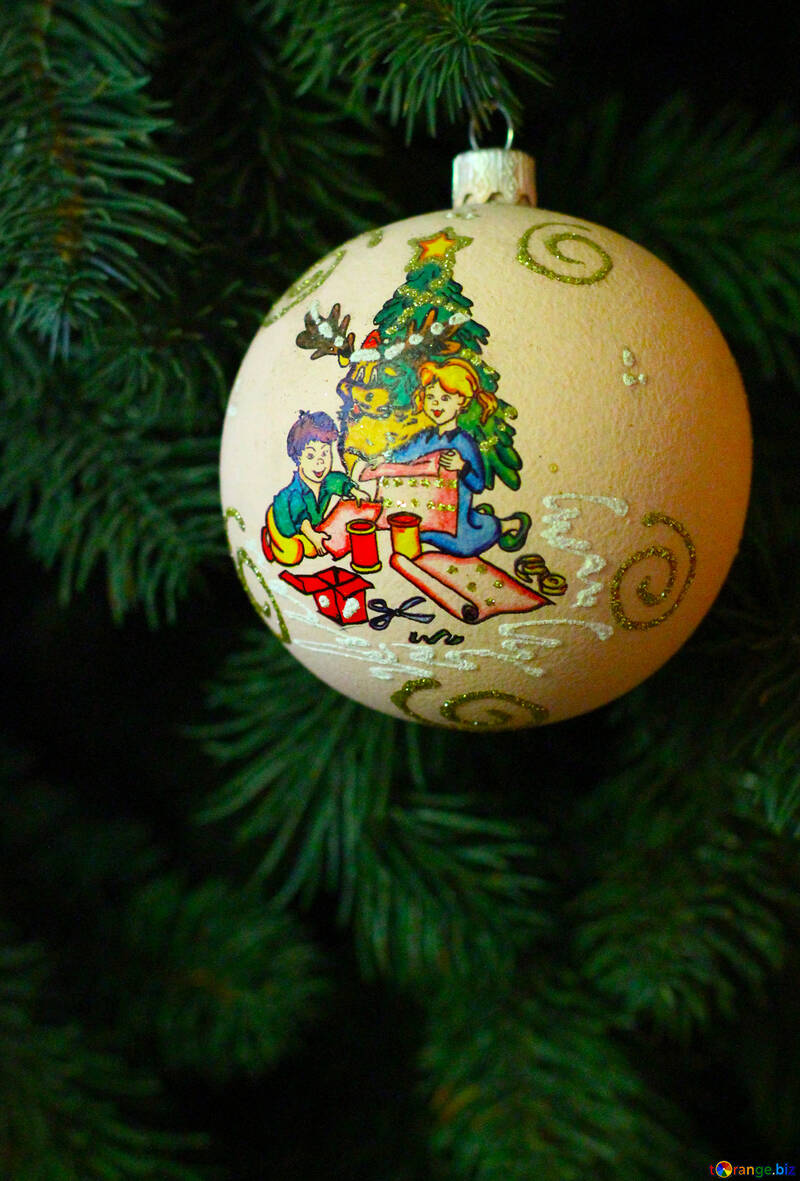 Різдвяний куля нового року на дереві №49391