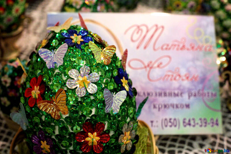 Easter egg decorated with sequins №49176