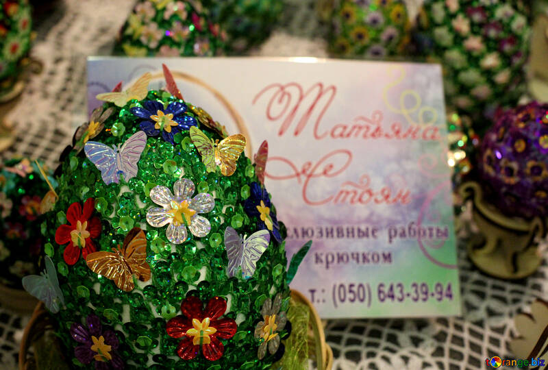 Easter egg decorated with sequins №49177