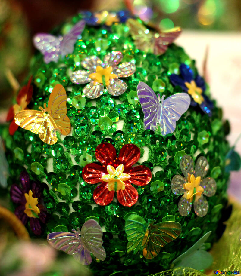 Easter egg decorated with sequins №49175