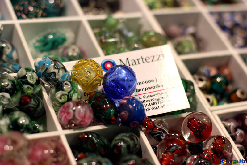 Glass colored handmade beads №49183