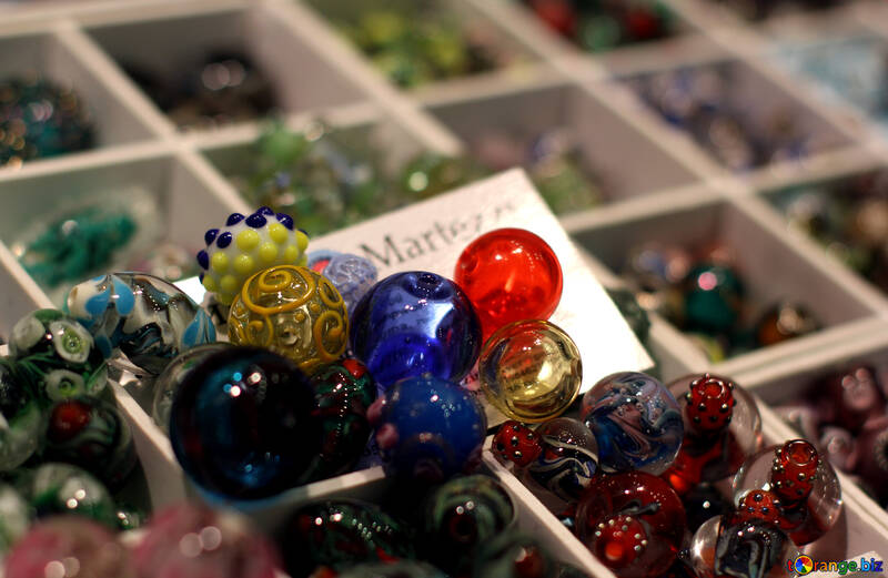Glass colored handmade beads №49187