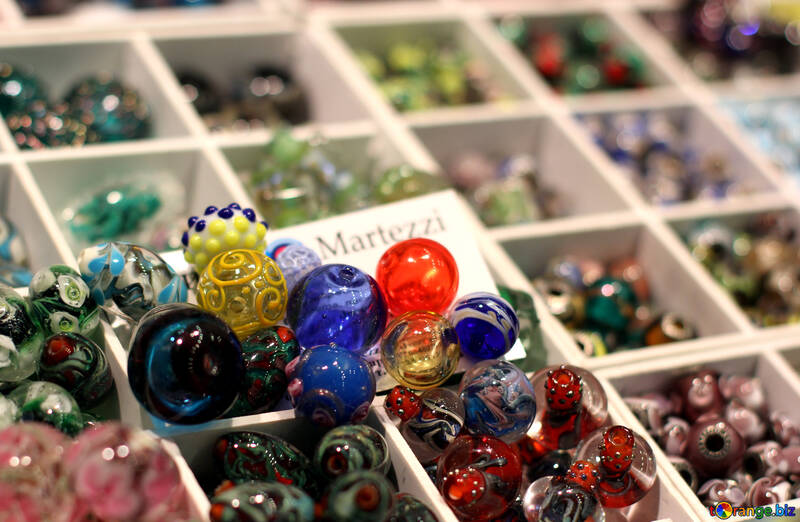 Скляні кольорові кульки ручної роботи №49189