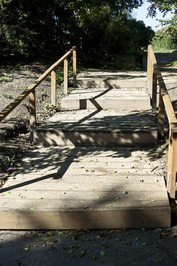 Wooden  staircase   the garden. №5654