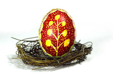 Gold Ostern und rotes Ei ein Vogelnest №50257