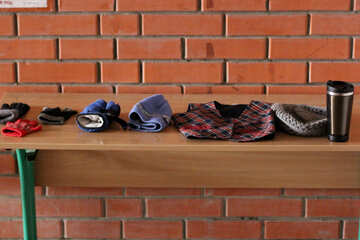 Рукавички, шарф і капелюх з термосом №50558