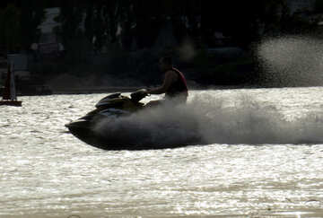 Jet ski riding on water smoke speed boat №50700