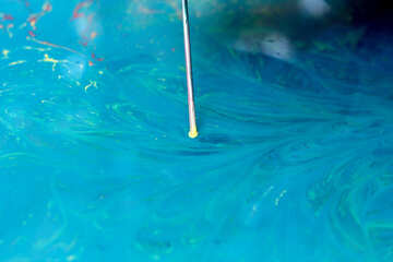 Blue water a metal or plastic stick in paint steel needle blue painting №50935