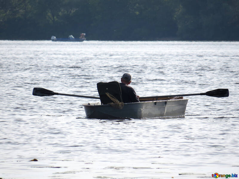 Um, homem, boating, ligado, rio №50725