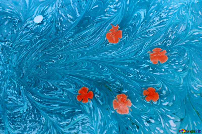 5 pontos vermelhos no fundo de flores de fundo azul №50942