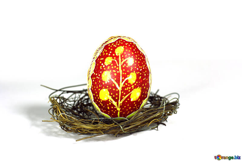 Red Easter egg  on nest №50258