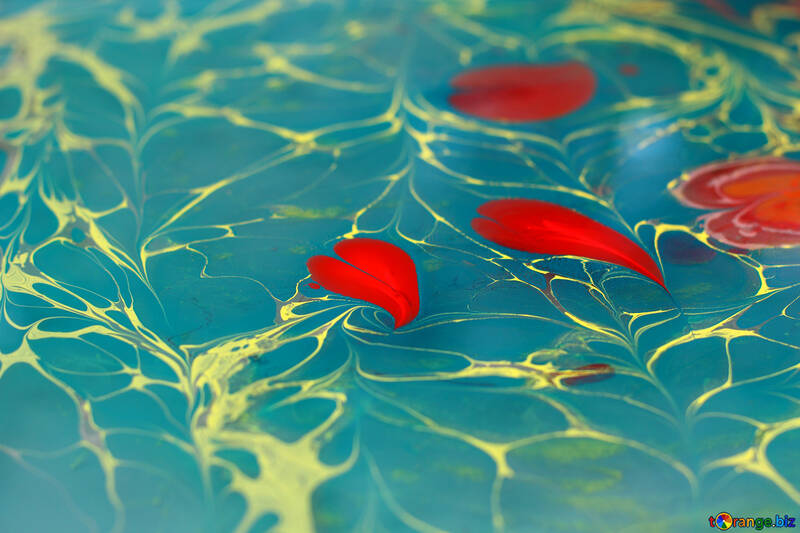 Dipingere sull`acqua, i fiori e il colore rosso. №50915