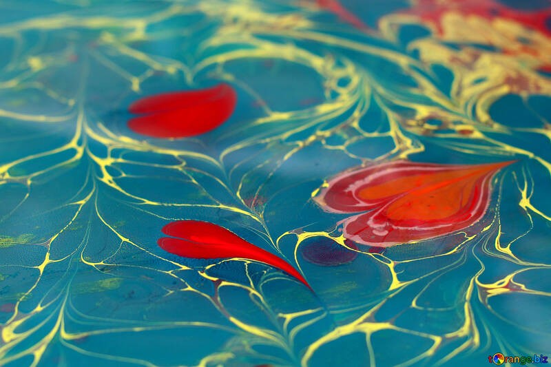 painted red hearts in almost a pianted blue water №50912