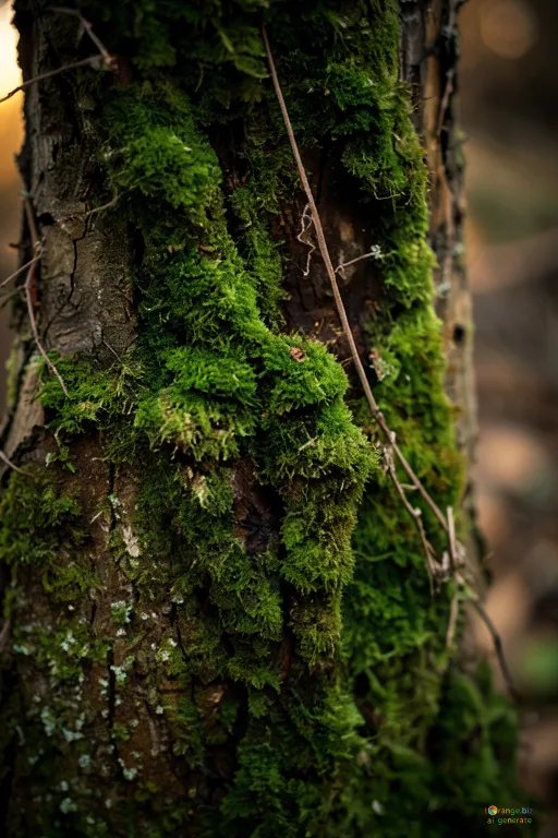 Відреставрована люксова версія Moss on a bark tree Moss-covered tree trunk with textured bark and subtle variations №51159