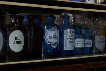 Vintage  Bottles on a shelf №51653