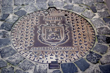 Drain cover with inscription Lviv №51885