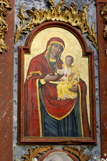 Materiale illustrativo medievale della chiesa della pittura dell`icona della figlia della madre №51610