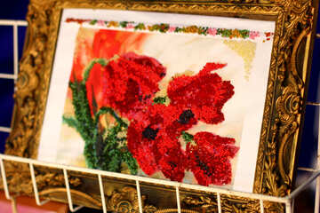 Розпис квітка троянд малюнок червоною фарбою №51074