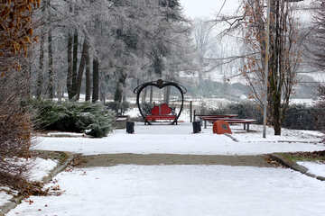 Snow park invierno love bench №51313