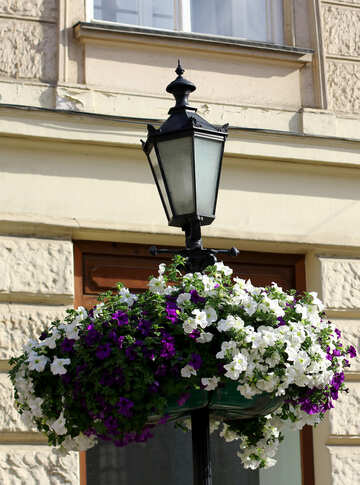 Lantern street lamp light with flowers №51947