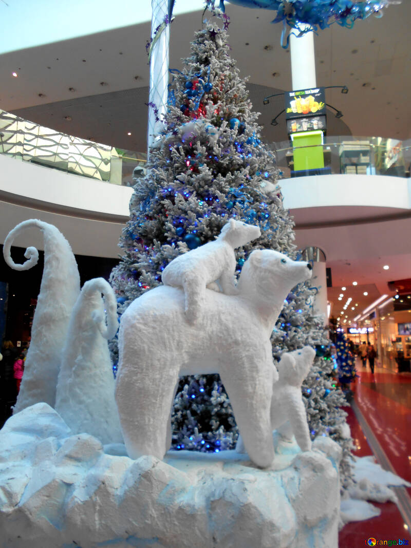 Різдвяний декор білий ведмідь сніг №51174