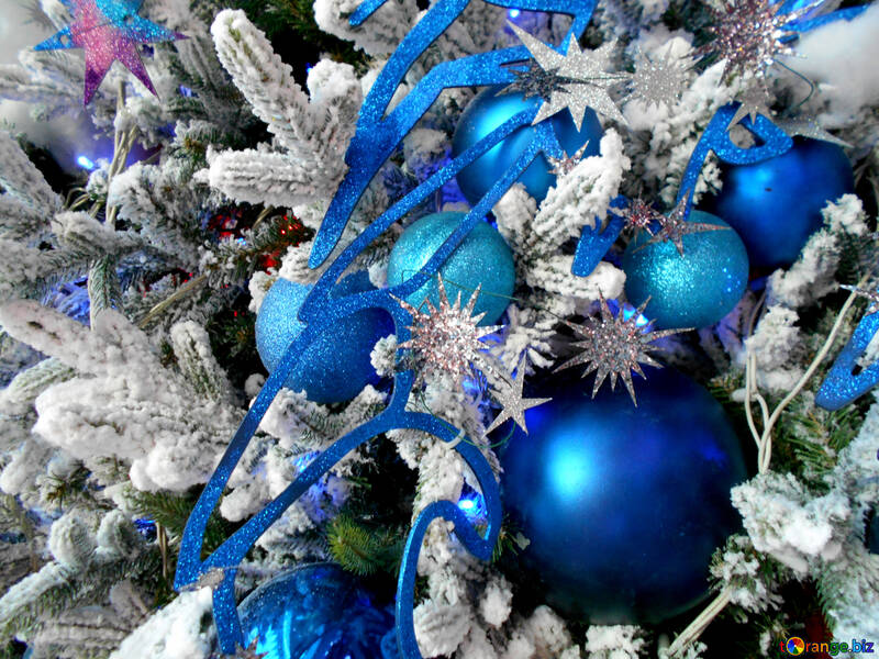 青いクリスマスの装飾 №51170