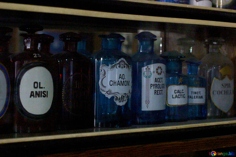 Vintage  Bottles on a shelf №51653