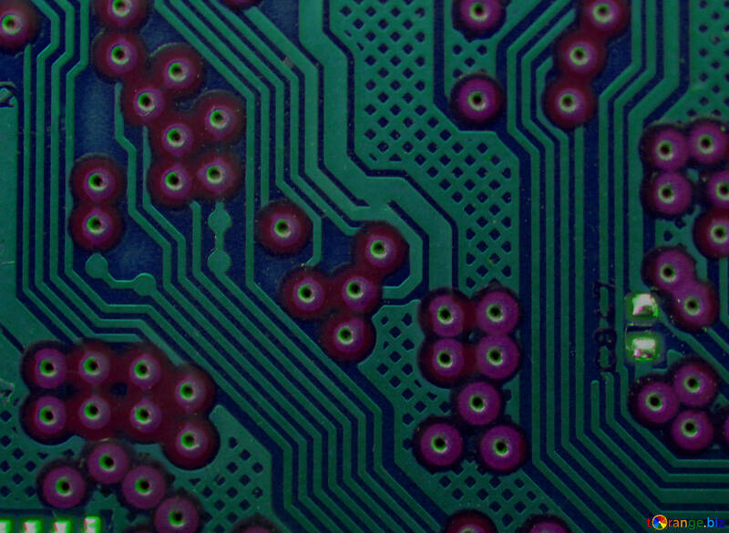 The inside of computer micro chip green lines №51568