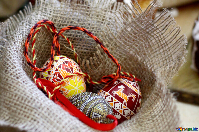 easter eggs toys ornaments in burlap №51226