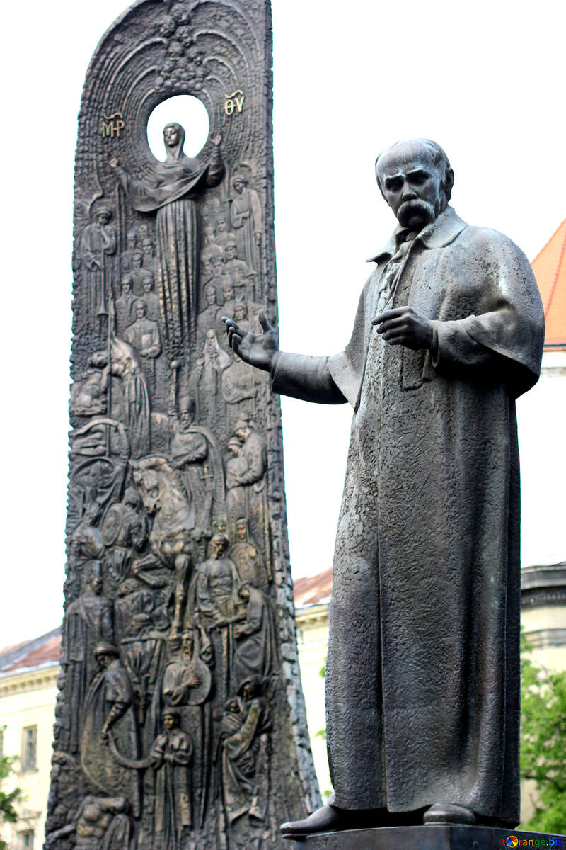 man on right tall rock on left Statue Taras Shevchenko №51833