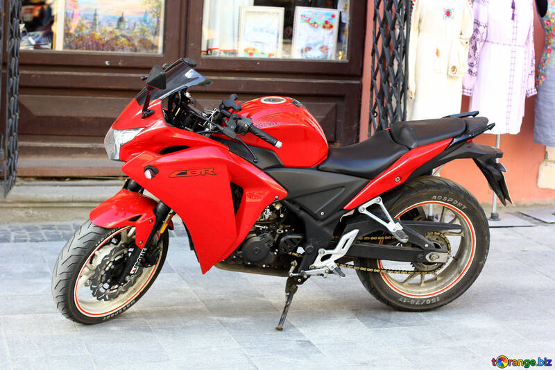 赤いオートバイのバイク №51906