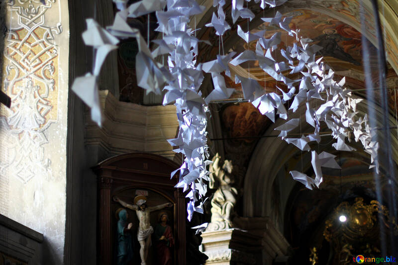 Pássaros de origami papel branco №51854