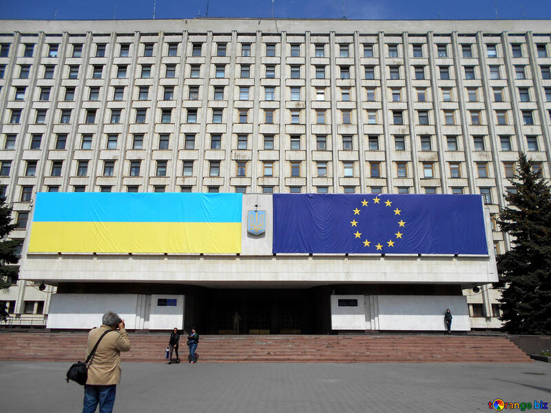 欧州連合の旗とウクライナ №51299