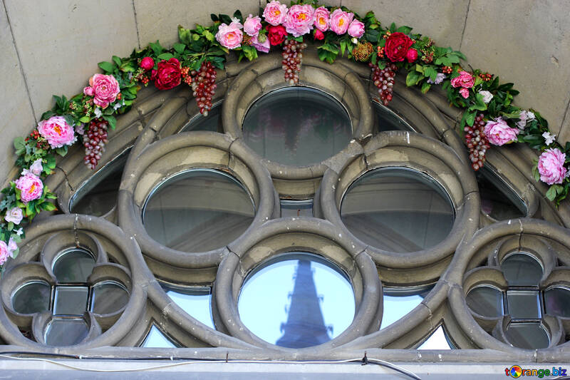 Window with flowers tower №51677