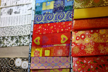 Various patterns color clothes yellow blue line decorative paper cloth №52777